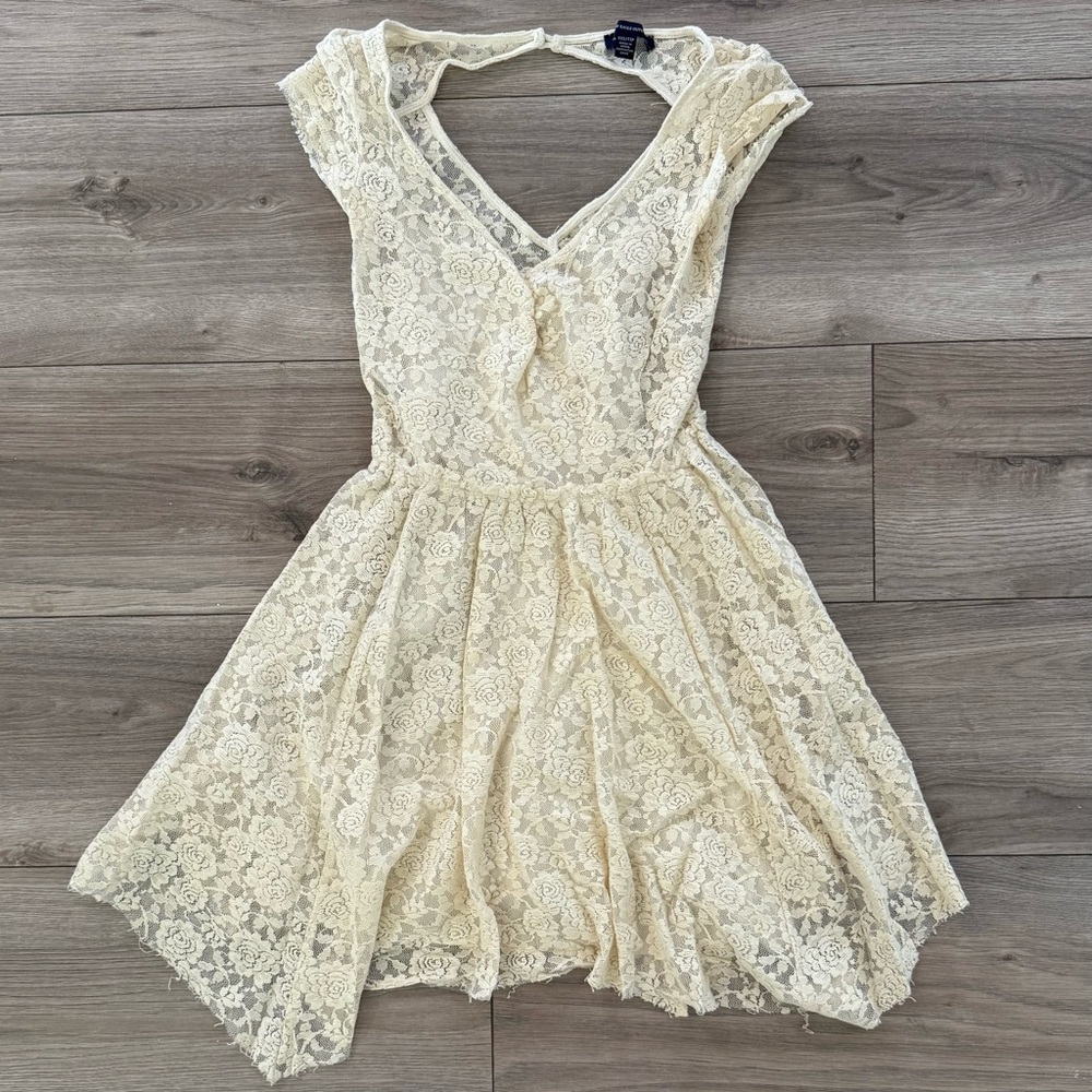 American Eagle Outfitters Cream Lace Mini Dress